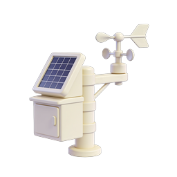 3D Weather Station Icon with Solar Panel & Wind Vane