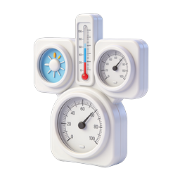 3D Weather Station Icon - Thermometer & Gauge