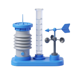 Weather Station Icon - 3D Meteorological Instruments Set