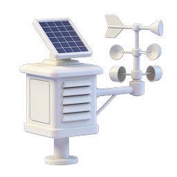 3D Weather Station Icon with Solar Panel & Anemometer