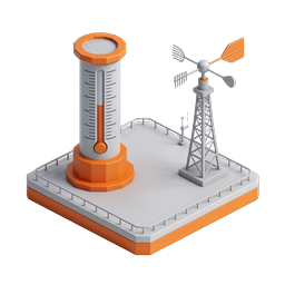 3D Weather Station Icon with Thermometer and Wind Vane