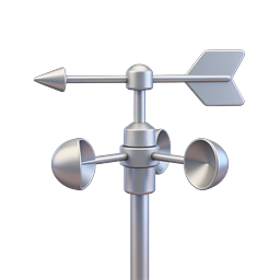 Weather Vane Icon | 3D Metallic Wind Direction