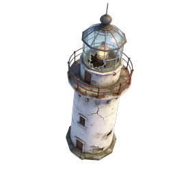 Weathered 3D Lighthouse Icon | Realistic Maritime Beacon