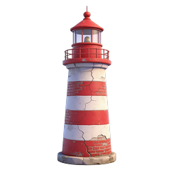 Weathered Red White Lighthouse 3D Icon for Maritime Designs