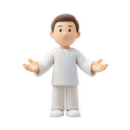 Welcome Boy Character 3D Icon with Open Arms