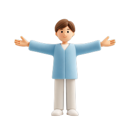 Friendly 3D Character Man in Welcoming T-Pose