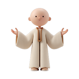 Welcome Monk Character 3D Clay Icon