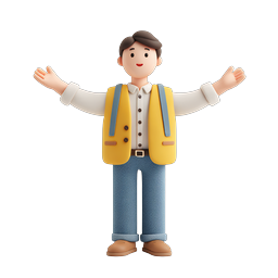 Welcoming Young Man Character Icon | 3D Clay Style