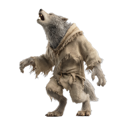 3D 遠吠えする人狼キャラクターアイコン - ファンタジーウルフ