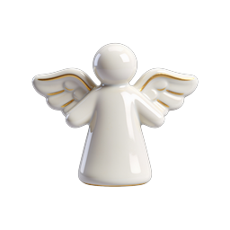 White Angel Figurine Icon - Glossy 3D Ceramic Design