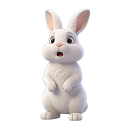 Cute White Bunny Rabbit 3D Character Icon