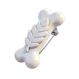 White Clay Leaf Pin 3D Icon - Organic Nature Design