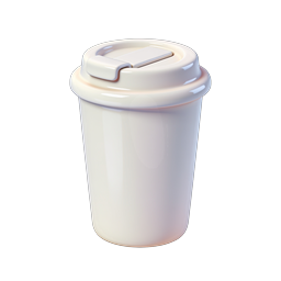 White Coffee Cup 3D Icon - Disposable Takeaway Cup