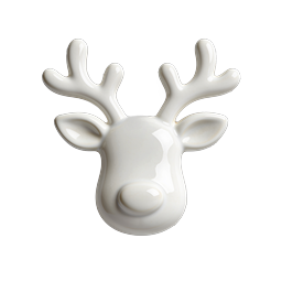 Weißes Keramik-Hirschkopf 3D-Icon | Natur-Wildtier-Design
