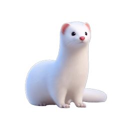 可愛い白オコジョの3Dアイコン | 冬の野生動物