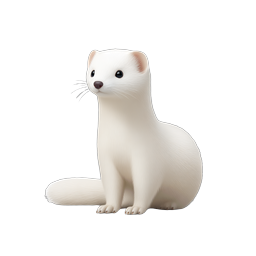 White Ermine Wildlife Icon - Realistic 3D Animal