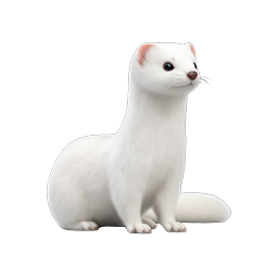 White Ermine Stoat Realistic 3D Animal Icon