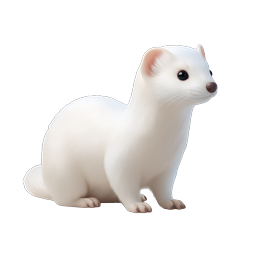 ไอคอน 3D เฟอเรทสีขาวสุดน่ารัก | ภาพประกอบสัตว์แบบสมจริง