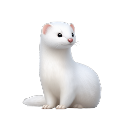 Cute White Ferret 3D Icon - Adorable Wildlife Illustration