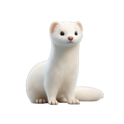Cute White Ferret Icon - Realistic 3D Animal Illustration