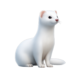 White Ferret 3D Icon - Cute Animal Illustration