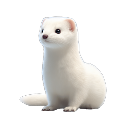 White Ferret Realistic 3D Animal Icon | Nature Collection