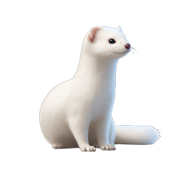 White Ferret Animal Icon - Realistic 3D Render