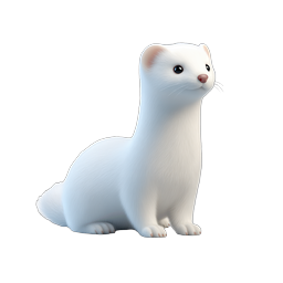 Cute White Ferret 3D Icon - Realistic Animal Illustration