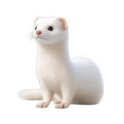 White Ferret Icon - Cute Mustelid Pet Wildlife Illustration