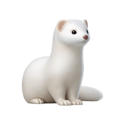 White Ferret Realistic 3D Animal Icon