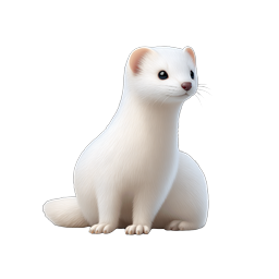 Cute White Ferret Icon - Realistic 3D Animal Illustration