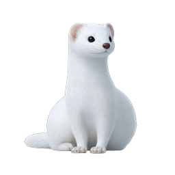 White Ferret Icon - Realistic 3D Animal Illustration