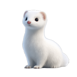 Cute White Ferret Icon | 3D Rendered Animal