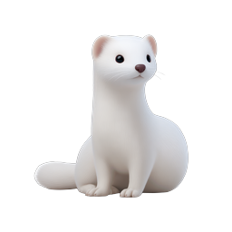 Cute White Ferret 3D Icon - Adorable Pet Illustration