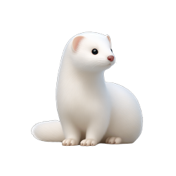 Adorable White Ferret Icon - Realistic 3D Animal Illustration