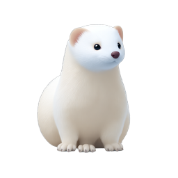 Adorable White Ferret 3D Icon | Realistic Animal Illustration