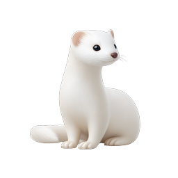 White Ferret 3D Icon - Cute Realistic Animal Illustration