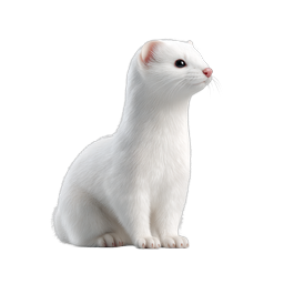 White Ferret Icon - Realistic 3D Animal Illustration