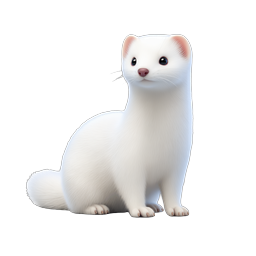 White Ferret 3D Realistic Animal Icon