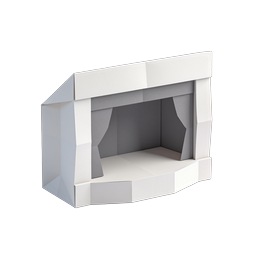 Weißes Kamin-Icon - Minimalistisches 3D-Hausdesign