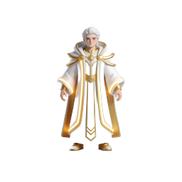 Icône d'application 3D de personnage fantastique en robe d'or blanc