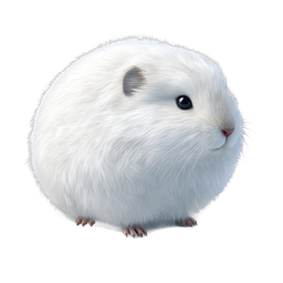 Fluffy White Hamster Realistic Pet Icon