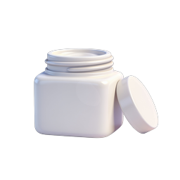 White Jar Container 3D Icon for Skincare & Beauty