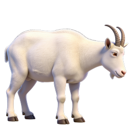 White Mountain Goat 3D Icon | Realistic Alpine Wildlife