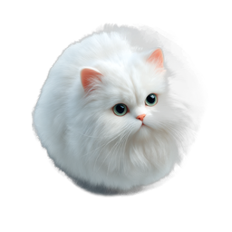 Fluffy White Persian Cat Icon - Realistic Pet Design