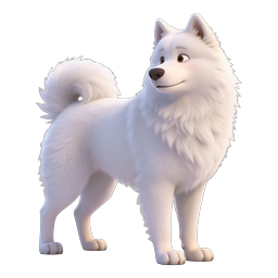 Icona di cane volpino di Pomerania bianco carino 3D - cucciolo soffice