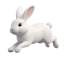 White Rabbit 3D Clay Icon - Cute Bunny Character