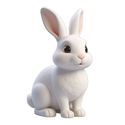 Adorable White Rabbit 3D Character Icon