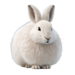 Fluffy White Rabbit 3D Icon - Cute Bunny Illustration