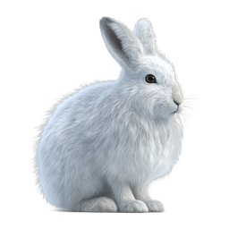 Ícone de coelho branco felpudo - Ilustração 3D realista de animal